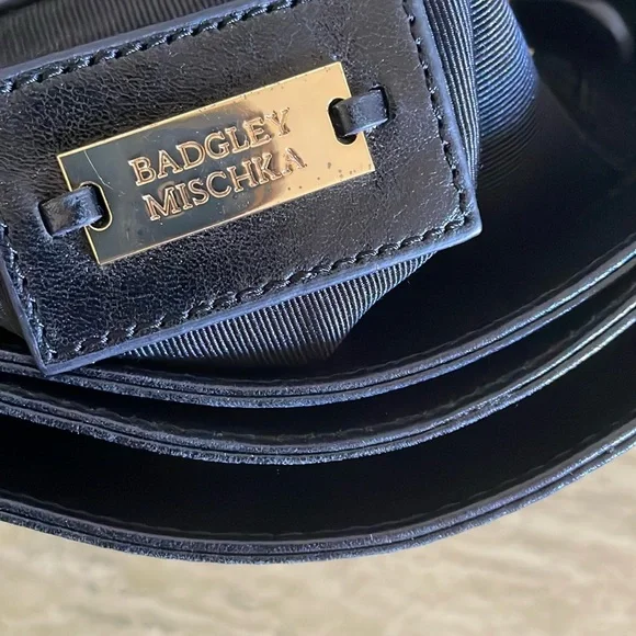 Leopard Print and Black Leather Shoulder Bag. Badgley Mischka Coralie Calfhair. - Picture 9 of 13